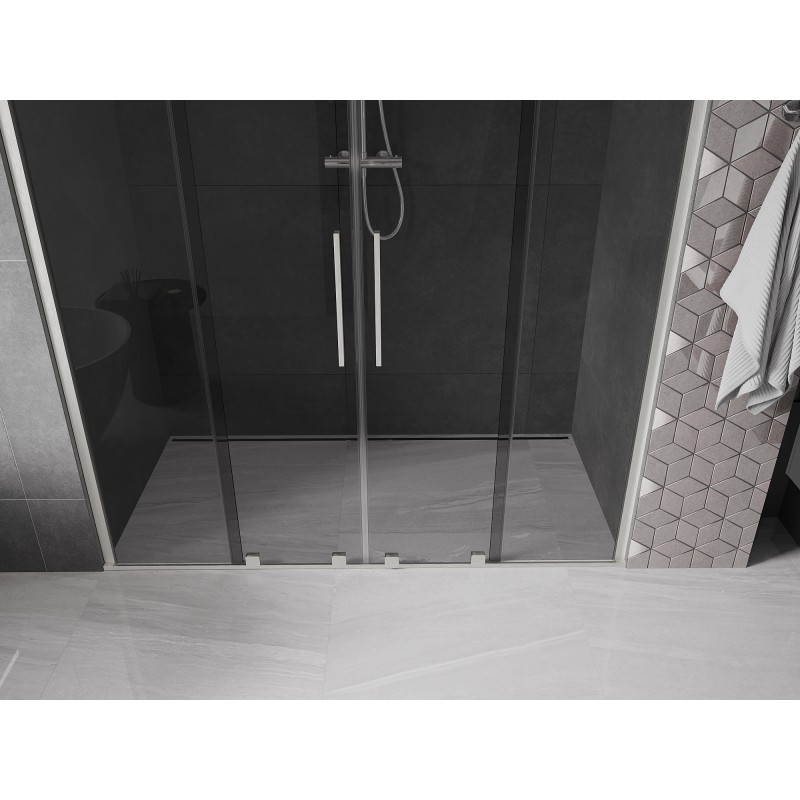 Mexen Velar Duo Schiebetür-Duschwand 170 cm, Graphit, gebürstetes Nickel - 871-170-000-42-97
