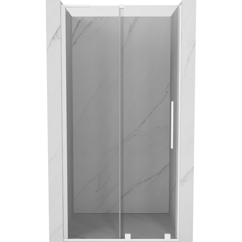 Mexen Velar L Schiebetür Duschabtrennung 90 cm, transparent, weiß - 871-090-003-01-20