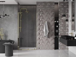 Mexen Velar L Schiebetür 90 cm, transparent, gold - 871-090-003-01-50