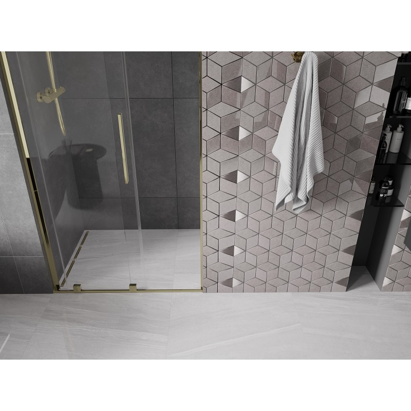 Mexen Velar L Schiebetüren für Dusche 120 cm, transparent, gold - 871-120-003-01-50