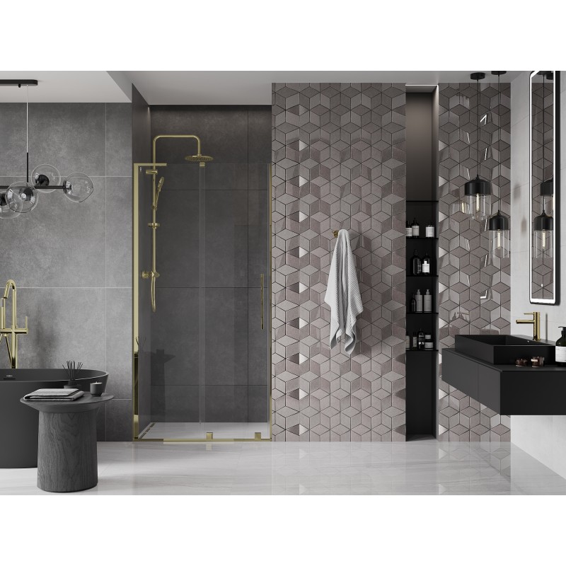 Mexen Velar L Schiebetüren für Dusche 120 cm, transparent, gold - 871-120-003-01-50