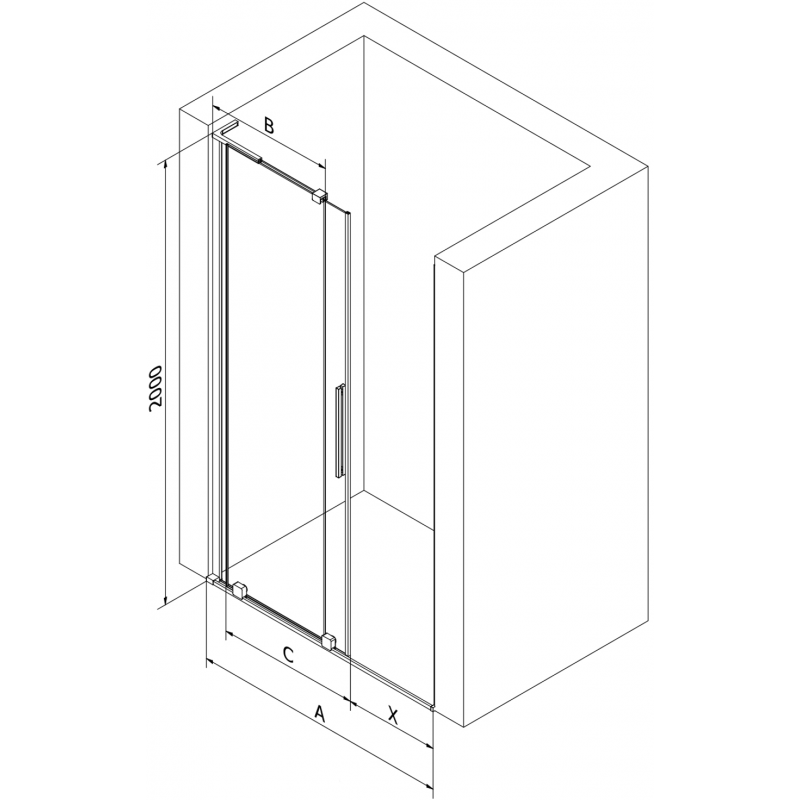 Mexen Velar L Schiebetüren für Dusche 120 cm, transparent, gold - 871-120-003-01-50
