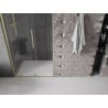 Mexen Velar L Schiebetür Duschabtrennung 100 cm, transparent, gebürstetes Gold - 871-100-003-01-55