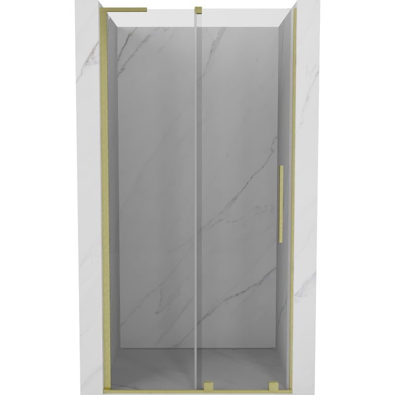 Mexen Velar L Schiebeduschtür 120 cm, transparent, gebürstetes Gold - 871-120-003-01-55