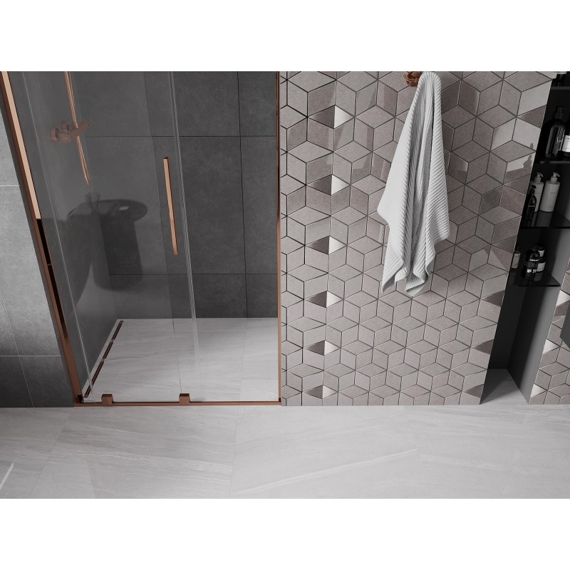 Mexen Velar L Schiebetür für Dusche 100 cm, transparent, Roségold - 871-100-003-01-60