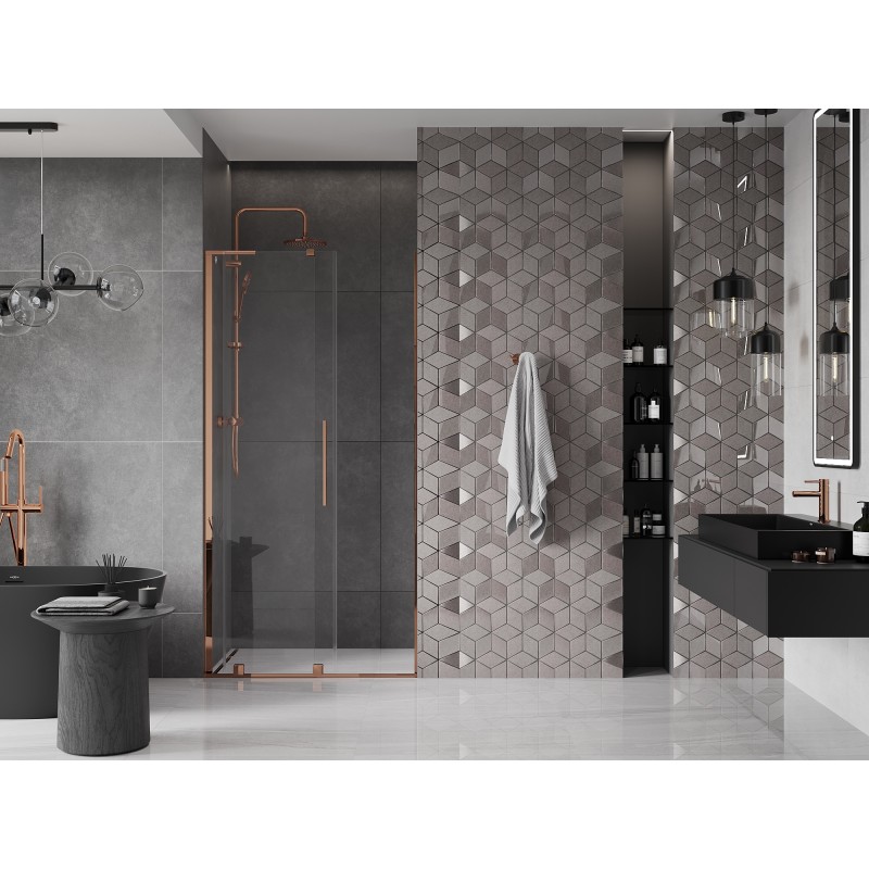 Mexen Velar L Schiebetür für Dusche 100 cm, transparent, Roségold - 871-100-003-01-60