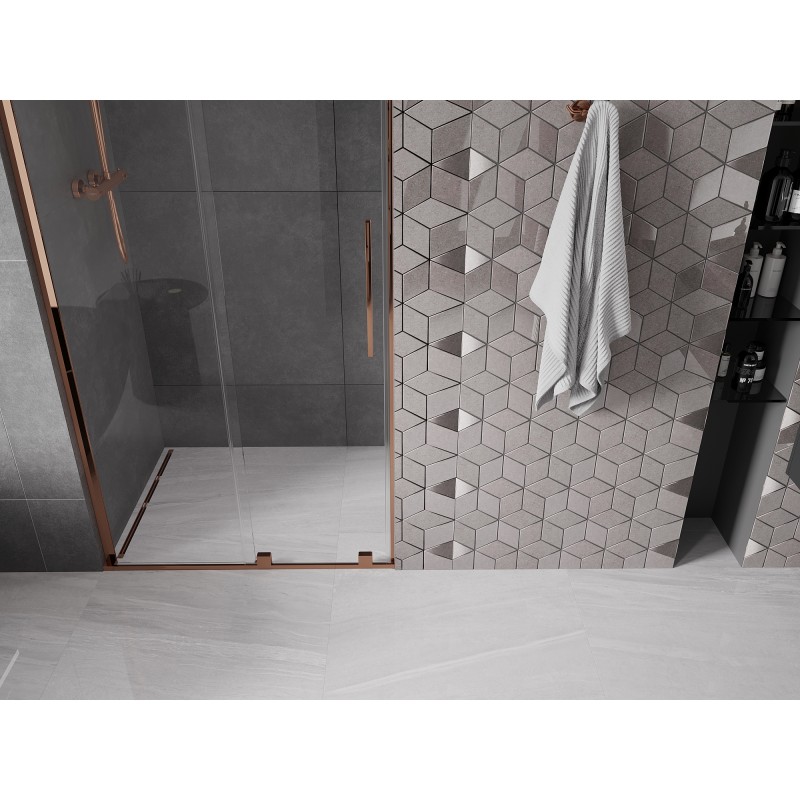 Mexen Velar L Schiebetür für Dusche 100 cm, transparent, Roségold - 871-100-003-01-60