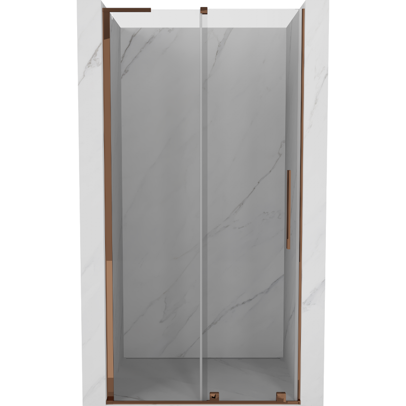 Mexen Velar L Schiebetür Duschabtrennung 120 cm, transparent, Roségold - 871-120-003-01-60