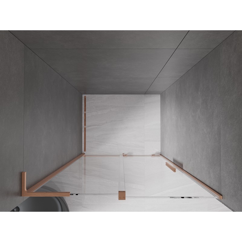 Mexen Velar L Duschschiebetür 90 cm, transparent, gebürstetes Kupfer - 871-090-003-01-65