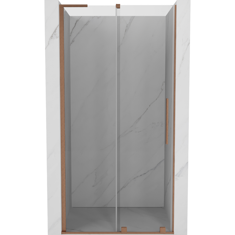 Mexen Velar L Schiebetür Duschabtrennung 120 cm, transparent, gebürstetes Kupfer - 871-120-003-01-65