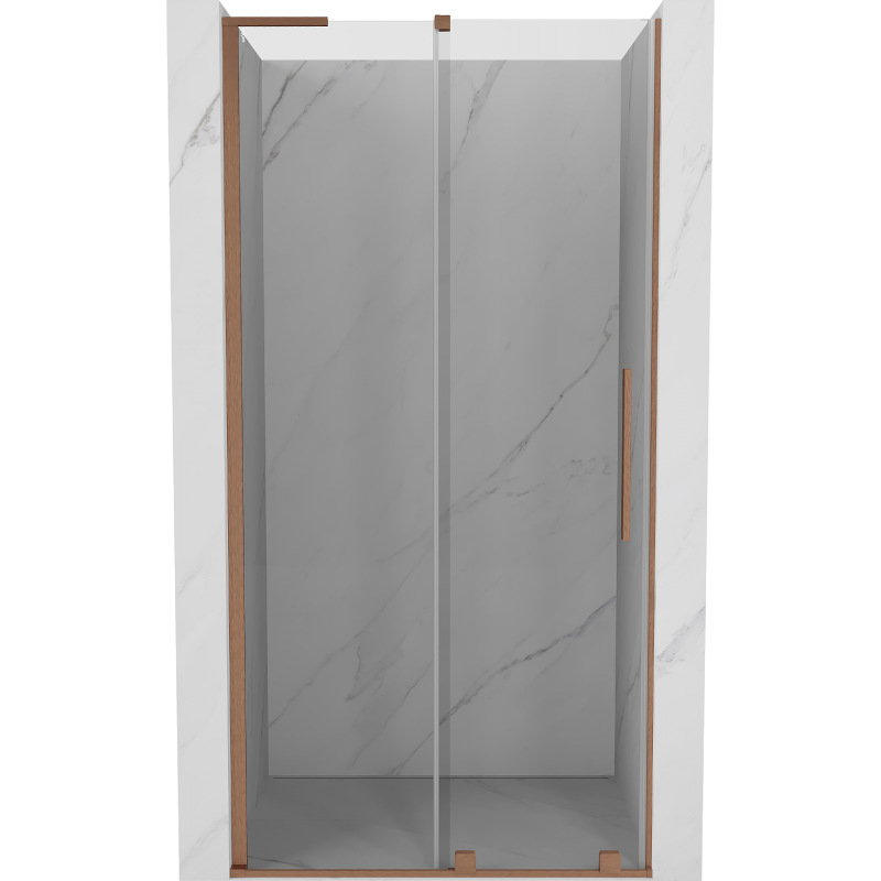 Mexen Velar L Schiebeduschtür 110 cm, transparent, gebürstetes Kupfer - 871-110-003-01-65