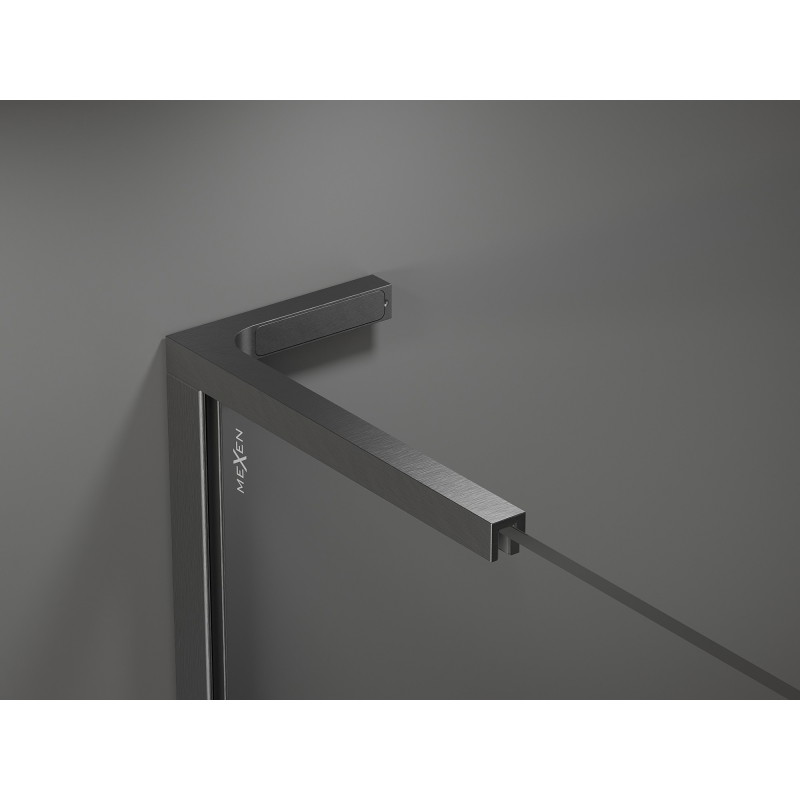 Mexen Velar L Schiebetüren für die Dusche 90 cm, transparent, gebürstet, Gun Gray - 871-090-003-01-66