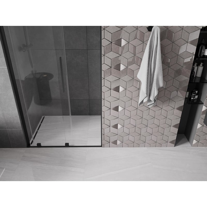 Mexen Velar L Schiebetüren 90 cm, transparent, schwarz - 871-090-003-01-70