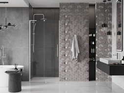 Mexen Velar L Schiebetür für Dusche 90 cm, transparent, gebürsteter Nickel - 871-090-003-01-97