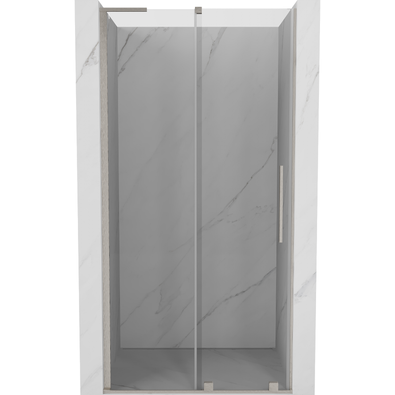 Mexen Velar L Schiebetür Duschabtrennung 120 cm, transparent, gebürstetes Nickel - 871-120-003-01-97