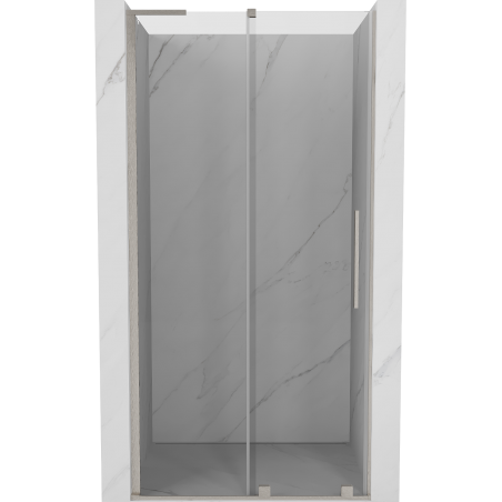 Mexen Velar L Schiebetür Duschabtrennung 120 cm, transparent, gebürstetes Nickel - 871-120-003-01-97
