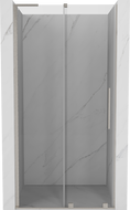Mexen Velar L Schiebetür Duschabtrennung 120 cm, transparent, gebürstetes Nickel - 871-120-003-01-97