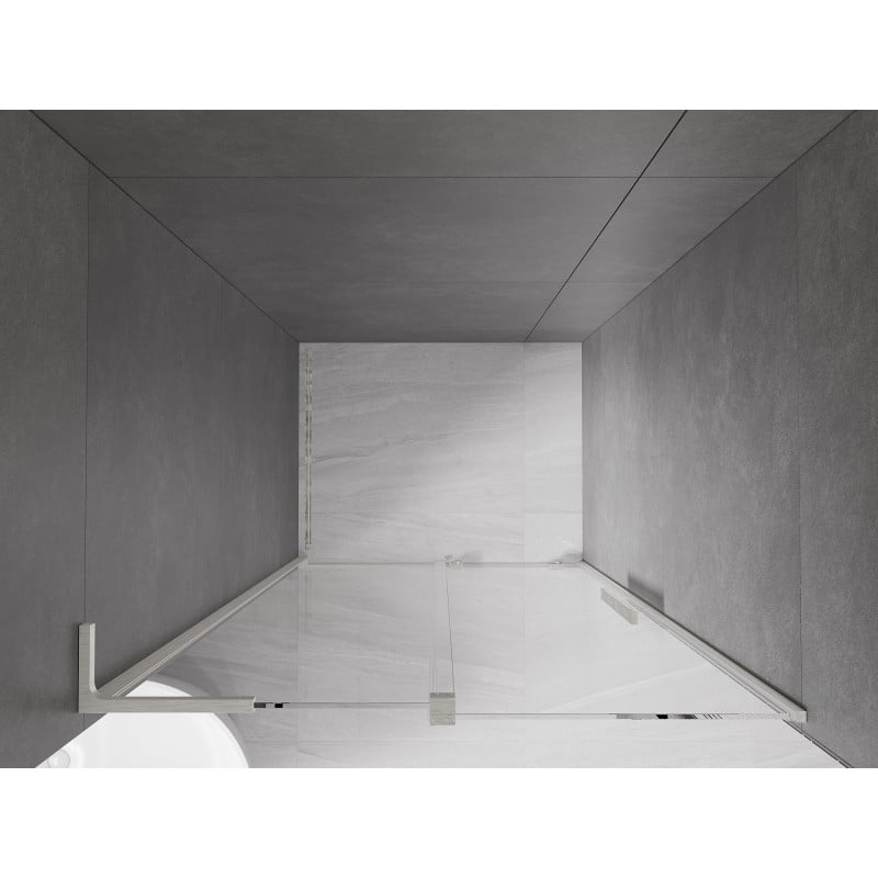 Mexen Velar L Schiebetür Duschabtrennung 120 cm, transparent, gebürstetes Nickel - 871-120-003-01-97