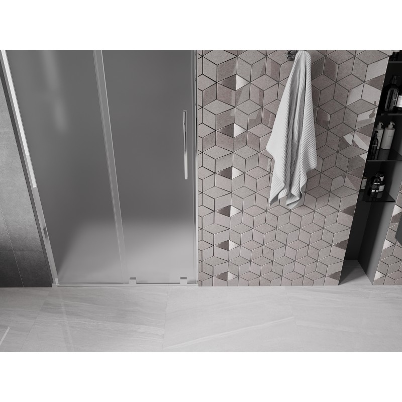 Mexen Velar L Duschabtrennung Schiebetür 110 cm, Mattglas, Chrom - 871-110-003-31-01