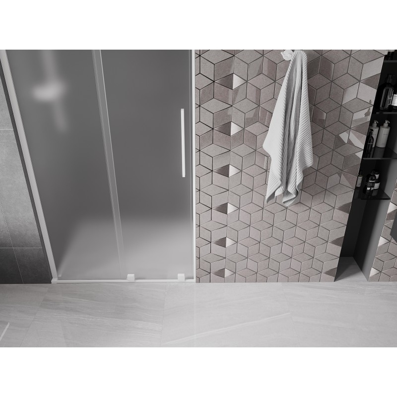 Mexen Velar L Schiebetür für Dusche 90 cm, satiniert, weiß - 871-090-003-31-20