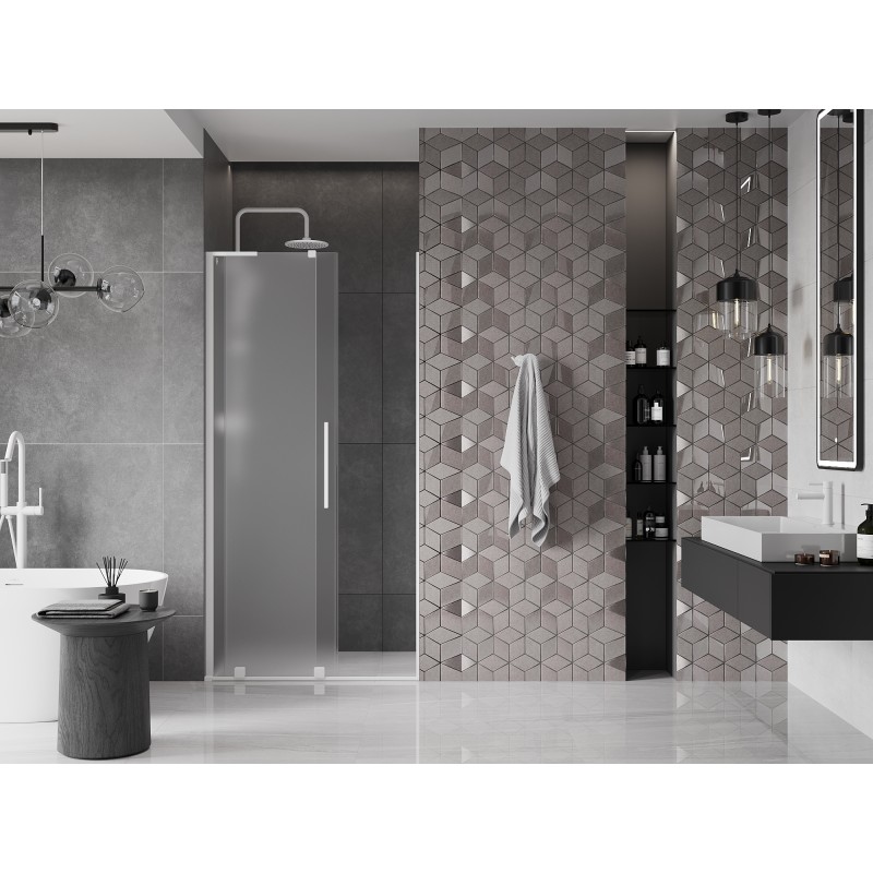 Mexen Velar L Schiebetür für Dusche 90 cm, satiniert, weiß - 871-090-003-31-20