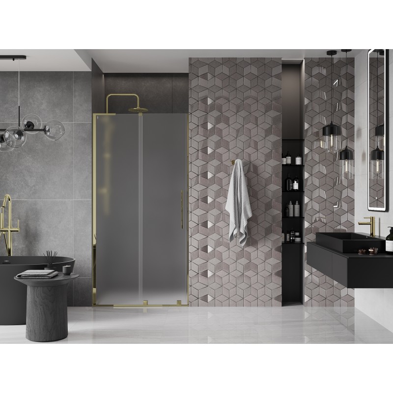 Mexen Velar L Schiebetür für die Dusche 120 cm, Frostglas, Gold - 871-120-003-31-50