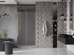 Mexen Velar L Schiebetür für die Dusche 120 cm, Frostglas, Gold - 871-120-003-31-50