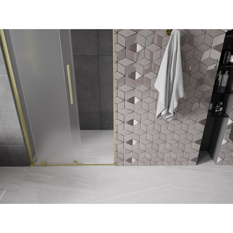 Mexen Velar L 90 cm Schiebetür für die Dusche, matt, gebürstetes Gold - 871-090-003-31-55