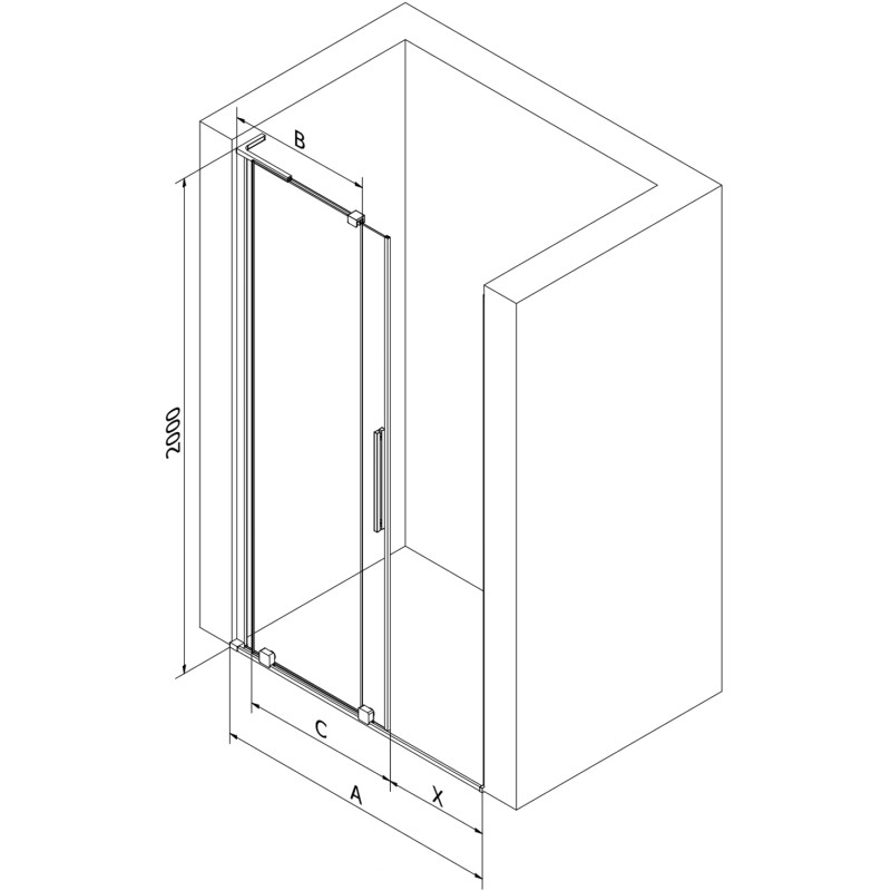 Mexen Velar L 90 cm Schiebetür für die Dusche, matt, gebürstetes Gold - 871-090-003-31-55