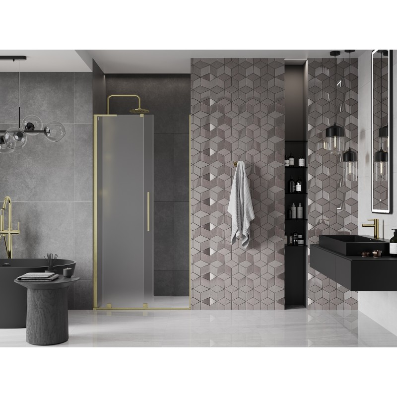 Mexen Velar L Duschschiebetür 110 cm, mattiert, gebürstetes Gold - 871-110-003-31-55