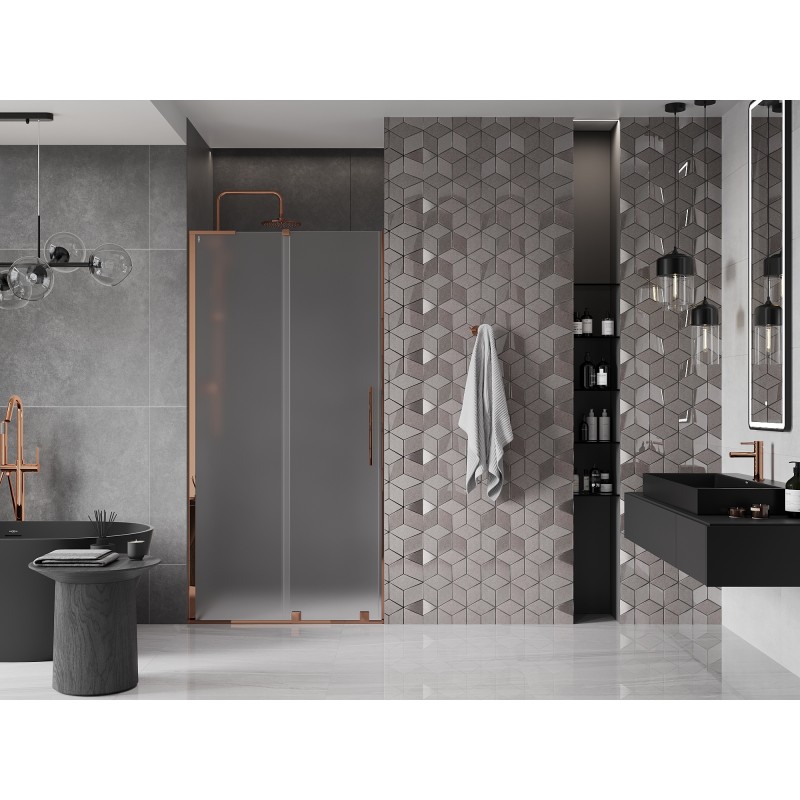 Mexen Velar L Schiebetür 90 cm, Mattglas, Roségold - 871-090-003-31-60