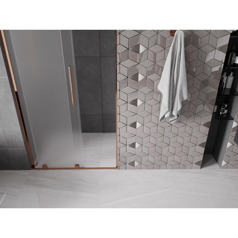 Mexen Velar L Schiebetür-Duschwand 120 cm, Frost, Roségold - 871-120-003-31-60