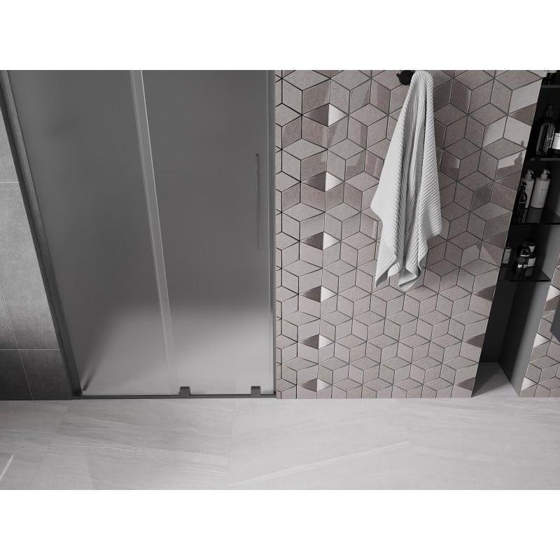 Mexen Velar L Duschschiebetür 90 cm, satiniert, gun gray gebürstet - 871-090-003-31-66
