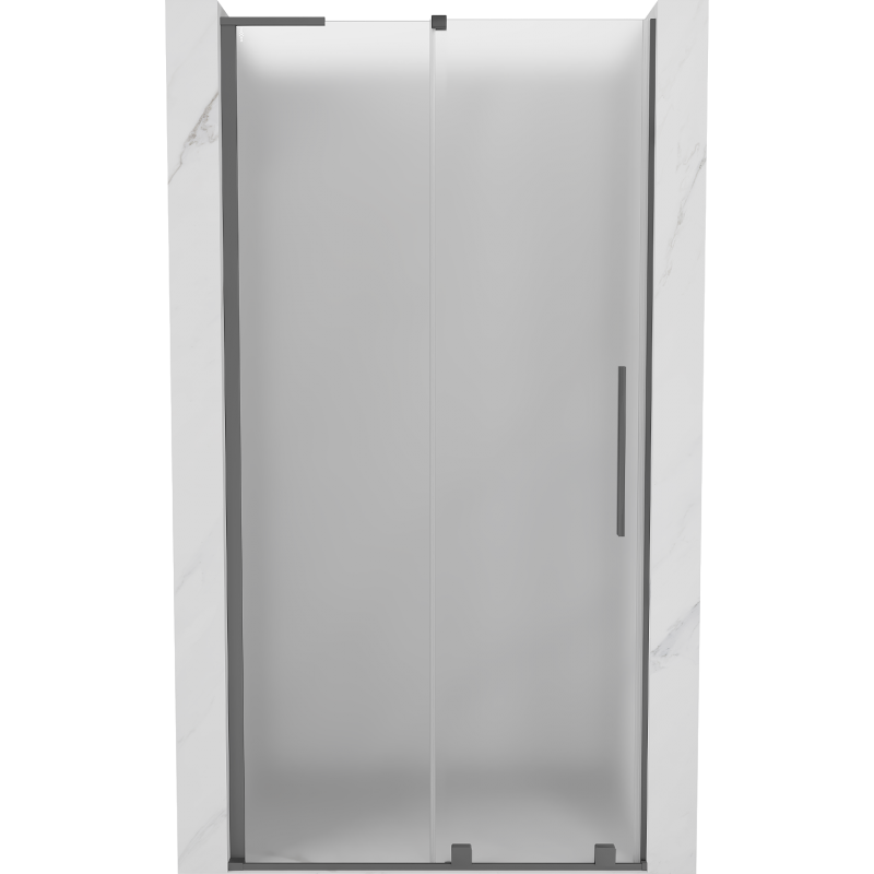 Mexen Velar L Schiebetür Duschwand 100 cm, mattiert, Gun Metal - 871-100-003-31-95
