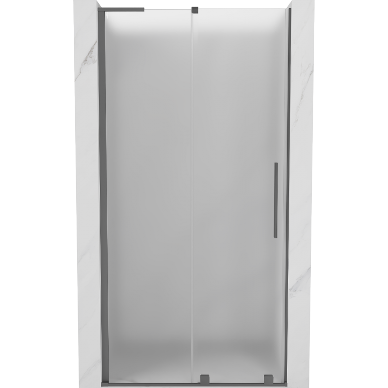 Mexen Velar L Schiebetür Duschwand 110 cm, Mattglas, Gun Metal - 871-110-003-31-95