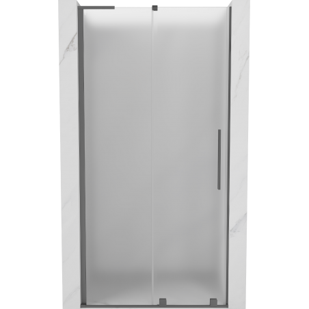 Mexen Velar L Schiebetür Duschwand 110 cm, Mattglas, Gun Metal - 871-110-003-31-95