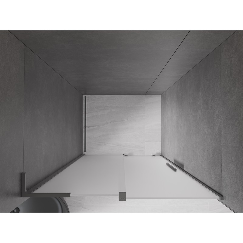 Mexen Velar L Schiebetür Duschwand 110 cm, Mattglas, Gun Metal - 871-110-003-31-95