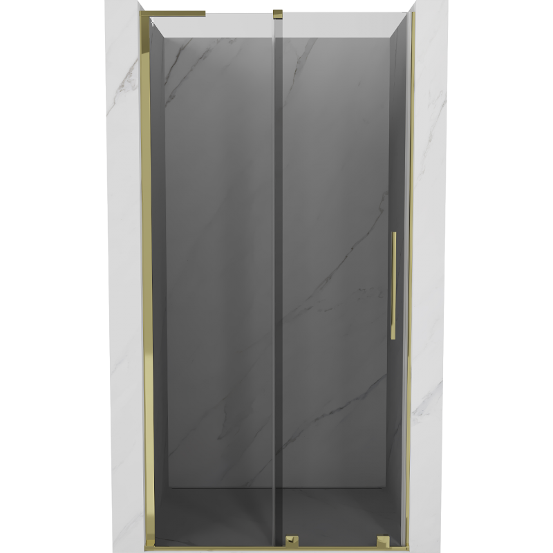 Mexen Velar L Schiebetür-Duschabtrennung 90 cm, graphit, gold - 871-090-003-41-50