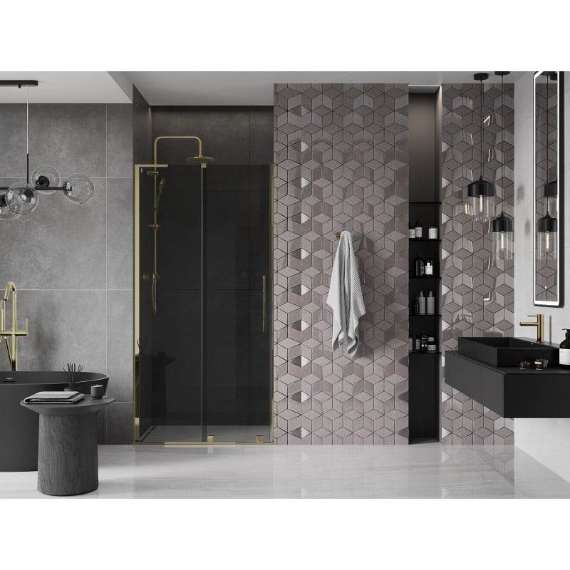 Mexen Velar L Schiebetür 100 cm, grafit, gold - 871-100-003-41-50