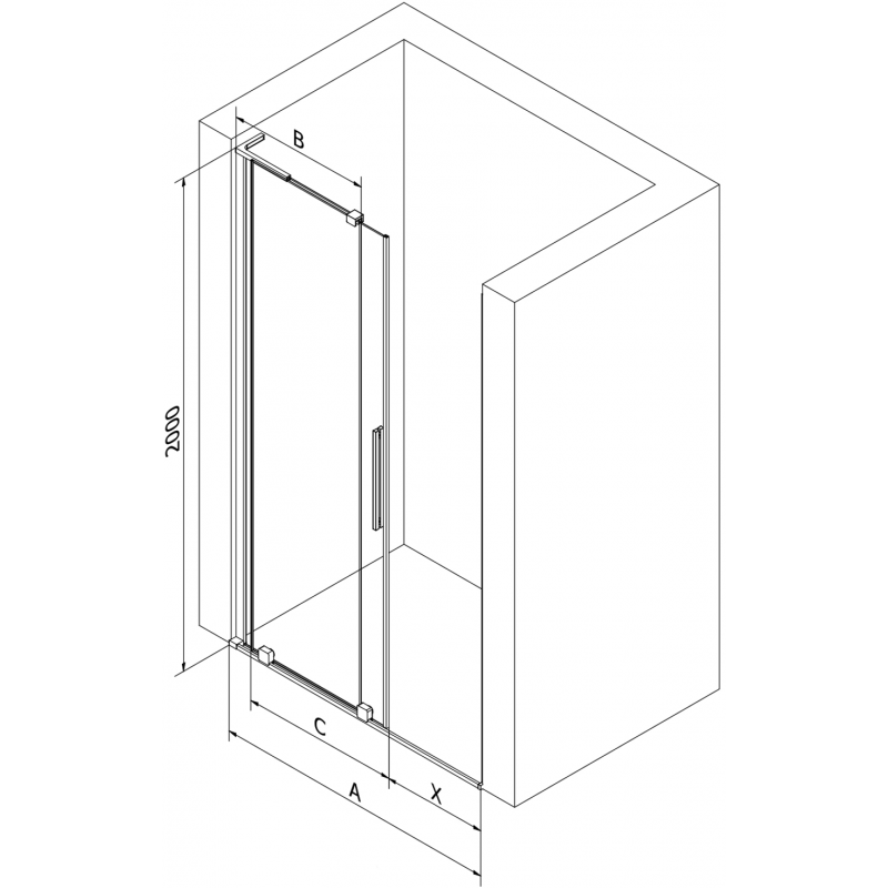 Mexen Velar L Schiebetür-Duschabtrennung 90 cm, graphit, gold - 871-090-003-41-50