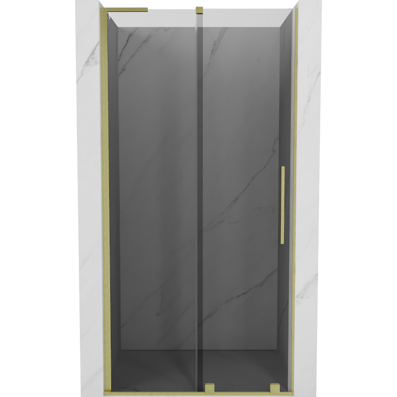 Mexen Velar L Schiebetür-Duschwand 110 cm, Graphit, gebürstetes Gold - 871-110-003-41-55