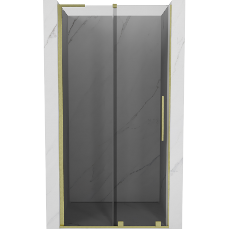 Mexen Velar L Schiebetür-Duschwand 110 cm, Graphit, gebürstetes Gold - 871-110-003-41-55