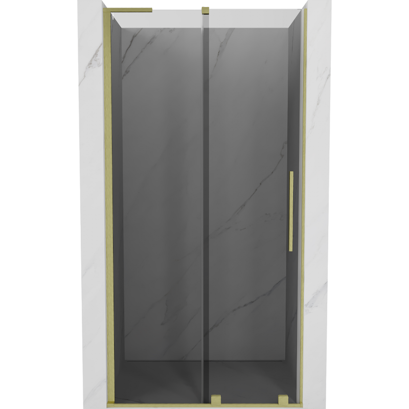 Mexen Velar L Duschabtrennung schiebbar 90 cm, Graphit, gebürstetes Gold - 871-090-003-41-55