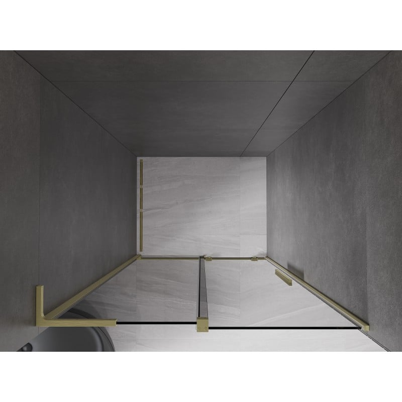 Mexen Velar L Schiebetür-Duschwand 110 cm, Graphit, gebürstetes Gold - 871-110-003-41-55