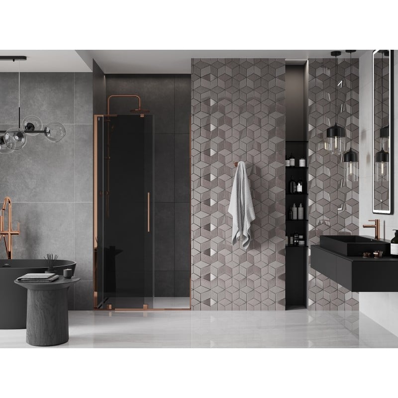 Mexen Velar L Schiebetür 90 cm Dusche, Grafit, Roségold - 871-090-003-41-60