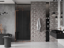 Mexen Velar L Schiebetür 120 cm, Grafit, Roségold - 871-120-003-41-60