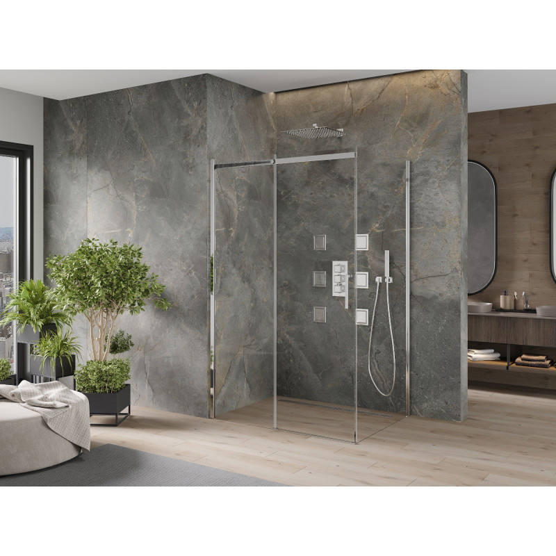 Mexen Omega 130 x 100 cm große, verschiebbare Duschkabine, transparent, Chrom - 825-130-100-01-00