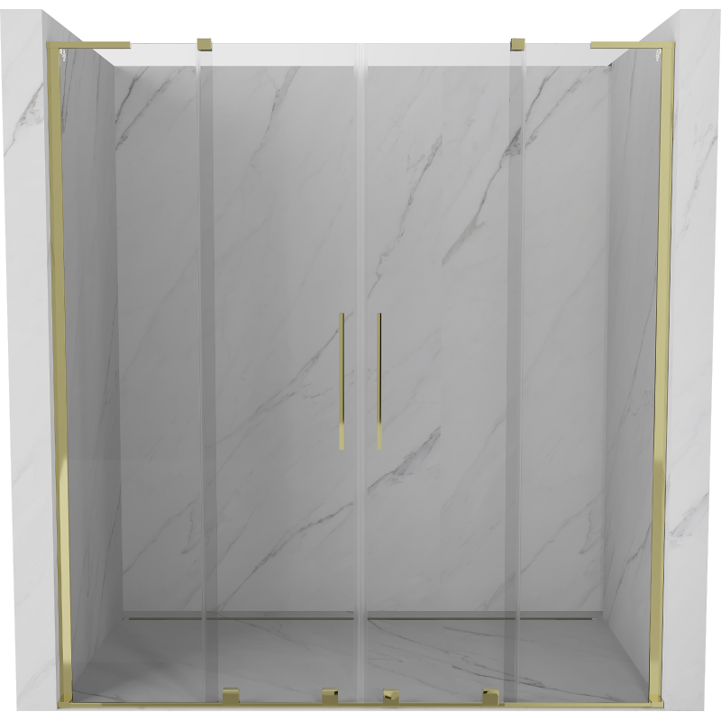 Mexen Velar L Duo Schiebetüren Duschabtrennung 170 cm, transparent, gold - 871-170-003-02-50