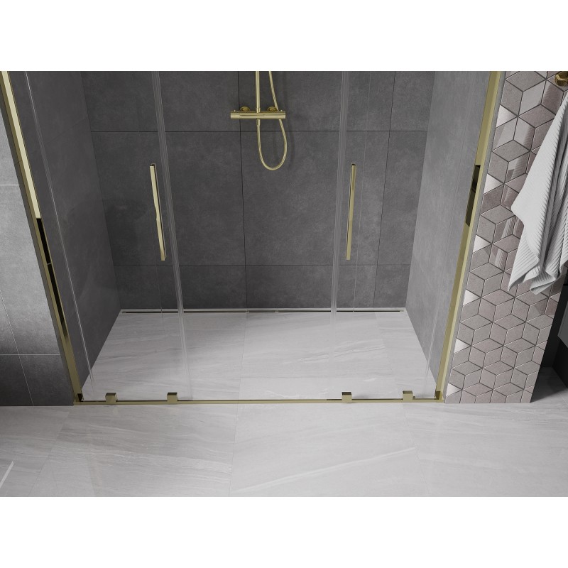 Mexen Velar L Duo Schiebetür für Dusche 200 cm, transparent, gold - 871-200-003-02-50