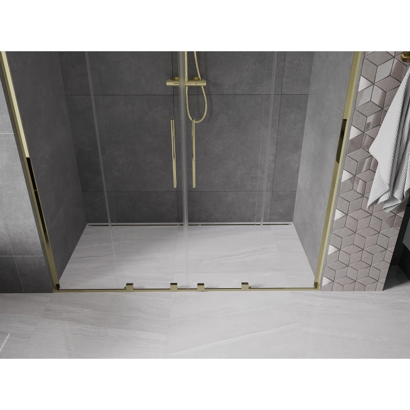 Mexen Velar L Duo Schiebetür für Dusche 200 cm, transparent, gold - 871-200-003-02-50